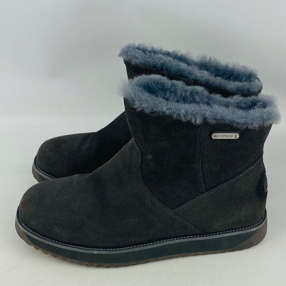 Womens 6 Emu Australia Tasman Mini Sheepskin‎ Ankle Boots Gray Suede Waterproof - Picture 4 of 9